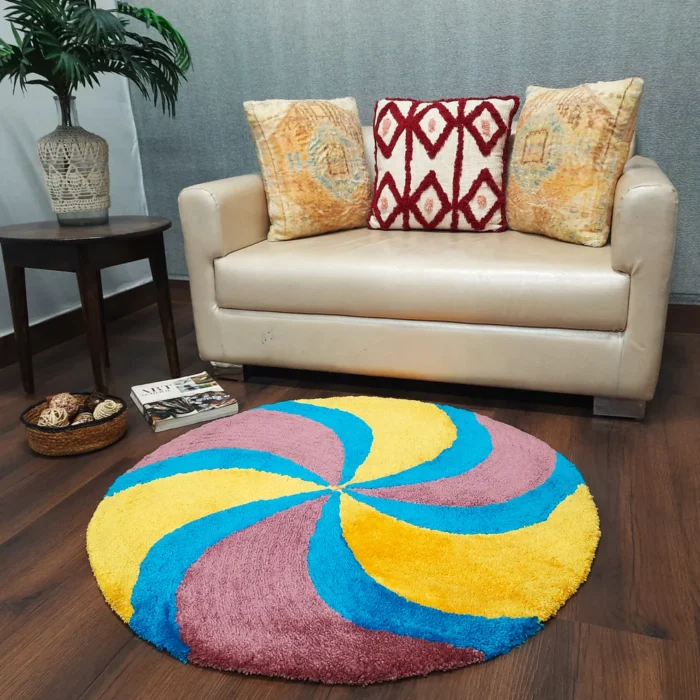 Colorful Wheel Shaggy Rug