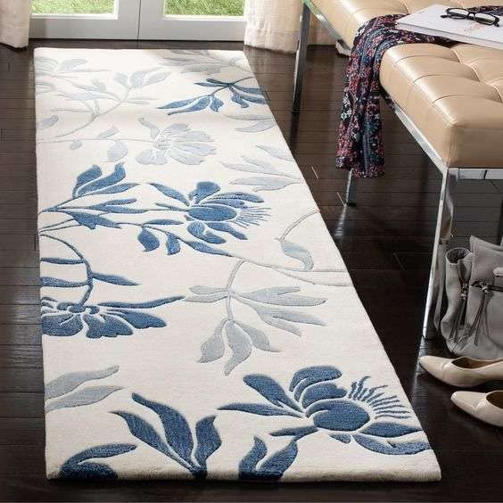 Blue White Floral Runner