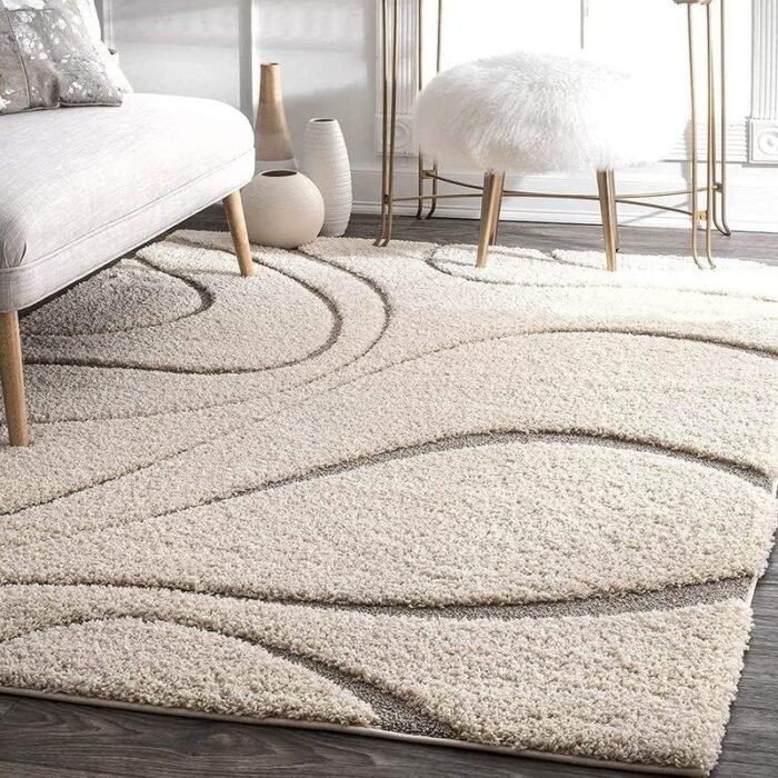 Beige HL Shaggy Rug