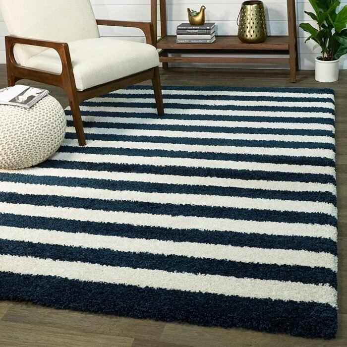 Carpet trends strip shaggy carpet blue white