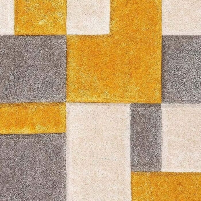 Gelbe Kästchen Shaggy Rug