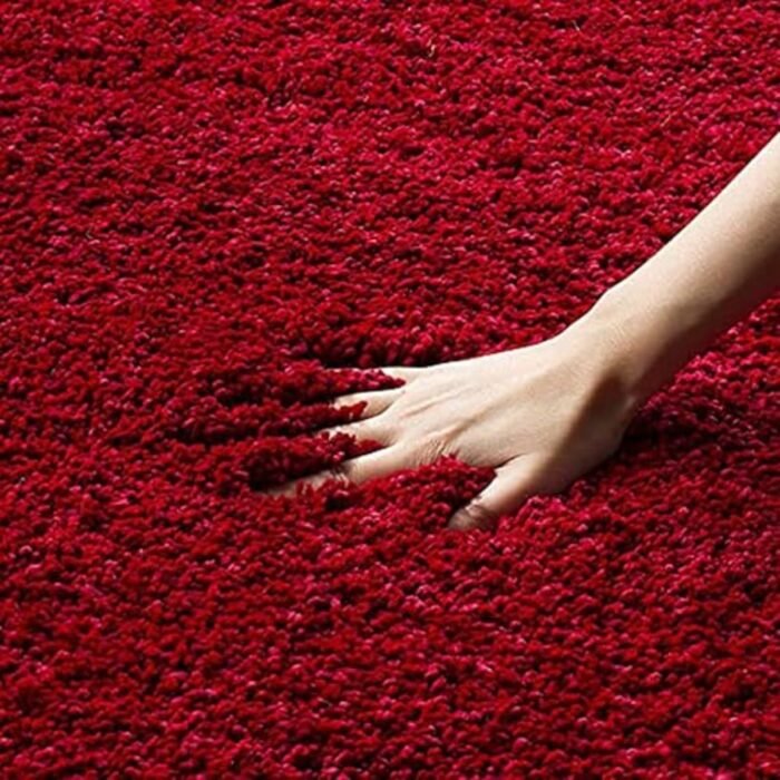 Rojo Sólido Shaggy Rug