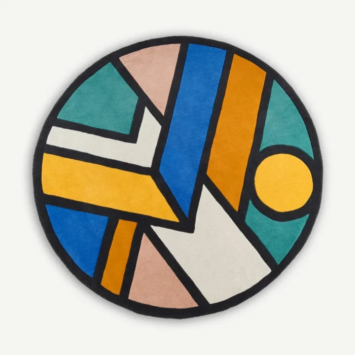 Black Multi Round Rug